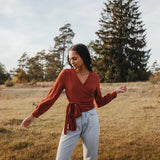 Musselin Wickelbluse Freda | Dunkelrot aus Bio-Baumwolle