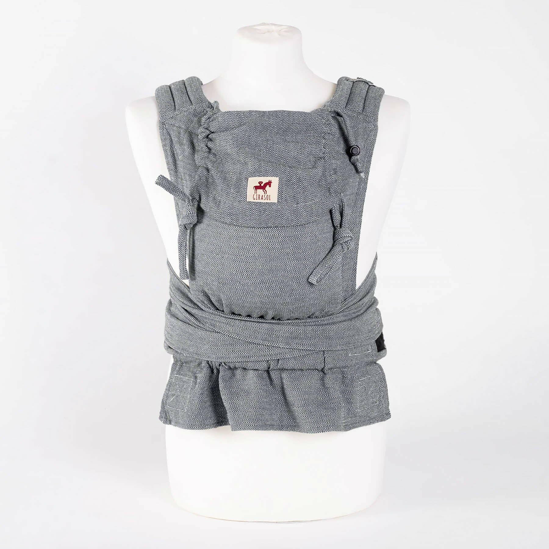 Babytrage MySol Tweed - recycled cotton, nachhaltig: Mit Schnallenhüftgurt - siebenKÄSEhoch