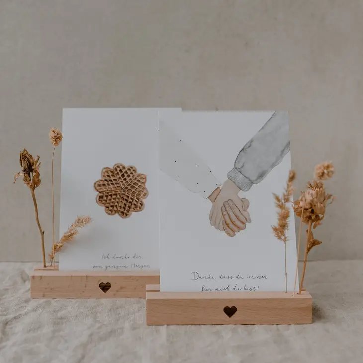 Karten- und Blumenhalter 2er Set - 12 cm Herz - siebenKÄSEhoch