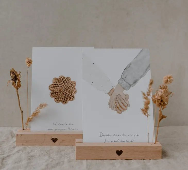 Karten- und Blumenhalter 2er Set - 12 cm Herz - siebenKÄSEhoch