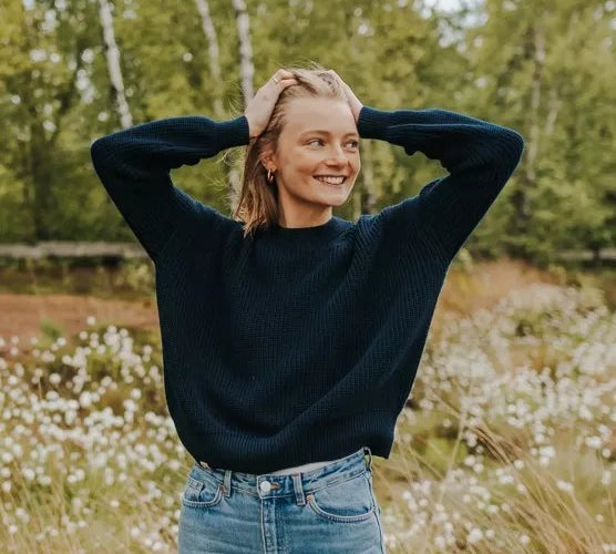 Pullover Mara | Marineblau aus Bio-Baumwolle - siebenKÄSEhoch