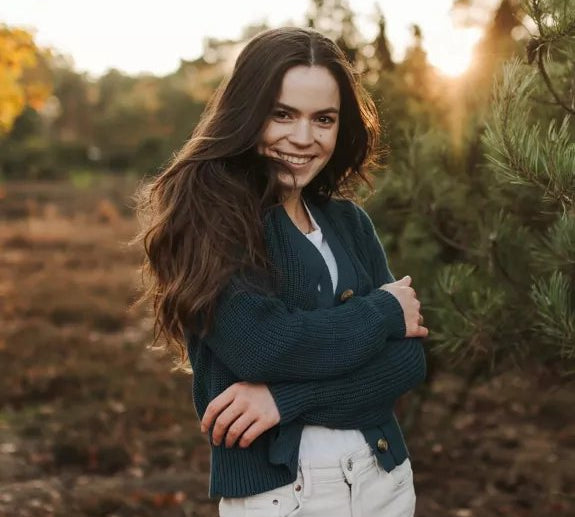 Strickjacke Marla | Petrol aus Bio-Baumwolle - siebenKÄSEhoch