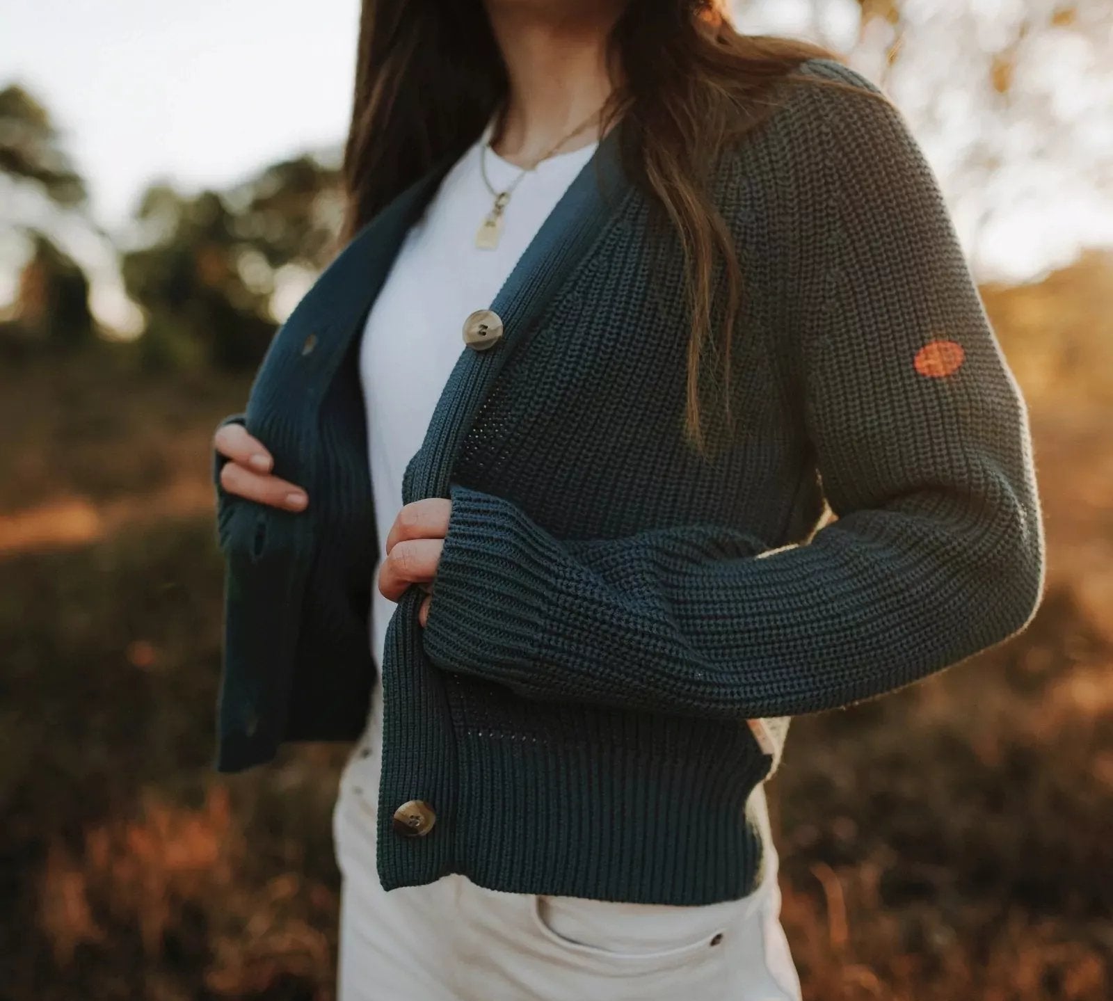 Strickjacke Marla | Petrol aus Bio-Baumwolle - siebenKÄSEhoch